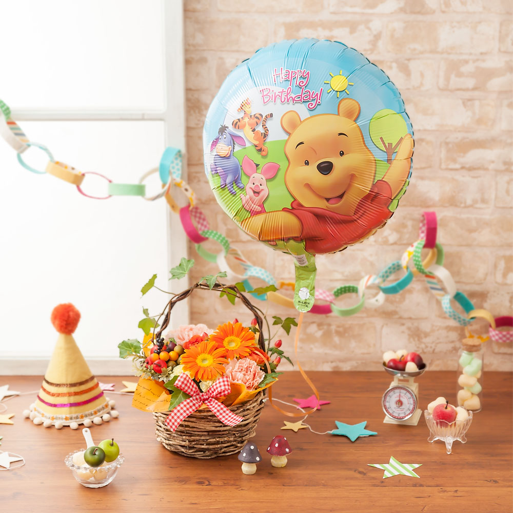 ディズニー/フラワーアレンジメント/花ギフト・プレゼント｜イイハナ・ドットコム（花ギフトの専門店）｜EXディズニー アレンジメント「ぷわぷわバルーン〜Happy Birthday プーさん＆フレンズ〜」｜出荷実績300万件以上、13時までのご注文は最短翌日お届け(一部商品は除きます）。インターネットで24時間受付中。e87.com